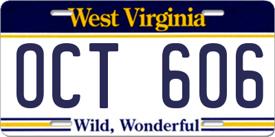 WV license plate OCT606