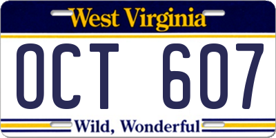 WV license plate OCT607