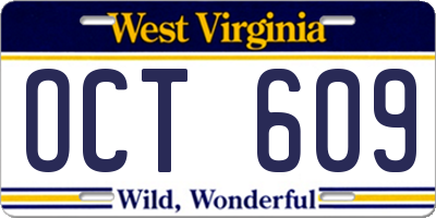 WV license plate OCT609
