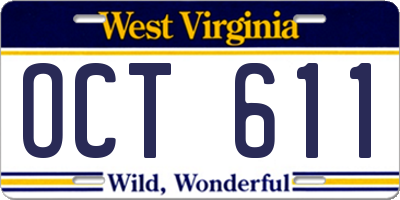 WV license plate OCT611