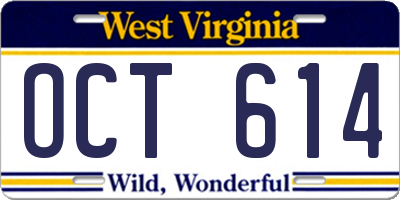 WV license plate OCT614