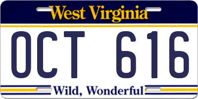 WV license plate OCT616