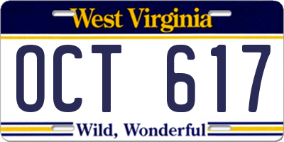 WV license plate OCT617