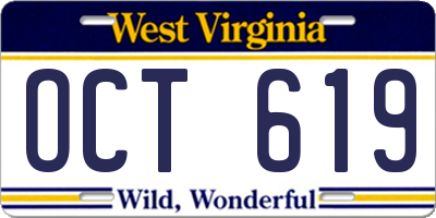 WV license plate OCT619