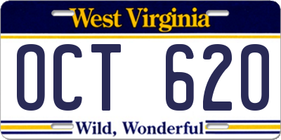WV license plate OCT620