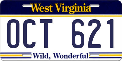 WV license plate OCT621