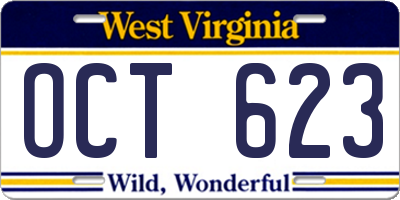 WV license plate OCT623