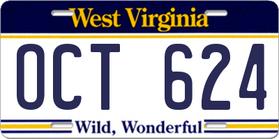 WV license plate OCT624