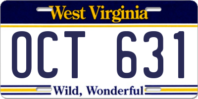 WV license plate OCT631