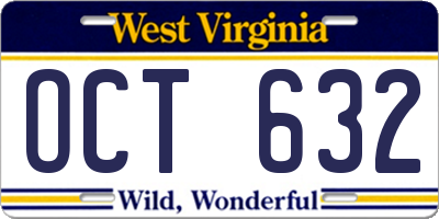 WV license plate OCT632