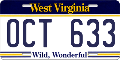 WV license plate OCT633