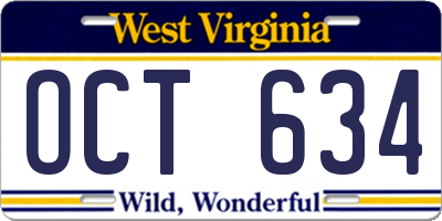 WV license plate OCT634