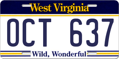 WV license plate OCT637