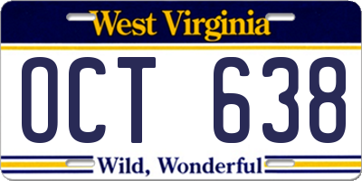 WV license plate OCT638