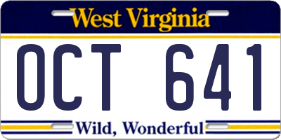 WV license plate OCT641