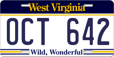 WV license plate OCT642