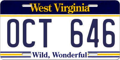 WV license plate OCT646