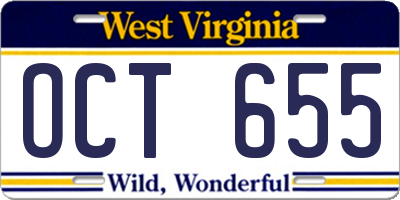 WV license plate OCT655