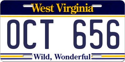 WV license plate OCT656