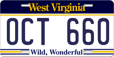 WV license plate OCT660