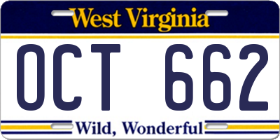 WV license plate OCT662