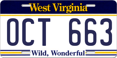WV license plate OCT663