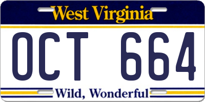 WV license plate OCT664