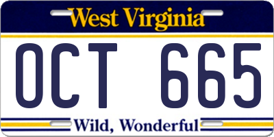 WV license plate OCT665