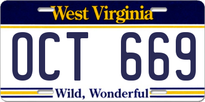 WV license plate OCT669