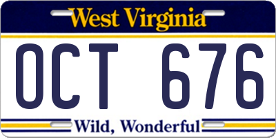 WV license plate OCT676
