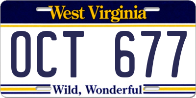 WV license plate OCT677