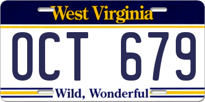 WV license plate OCT679