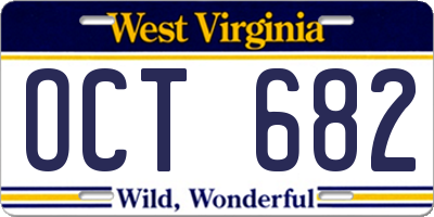 WV license plate OCT682