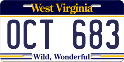 WV license plate OCT683