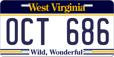 WV license plate OCT686