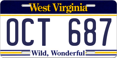 WV license plate OCT687