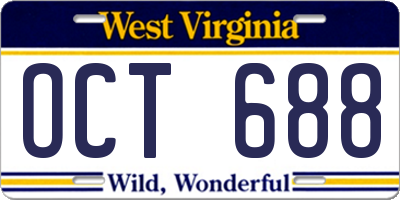 WV license plate OCT688