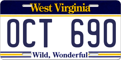 WV license plate OCT690