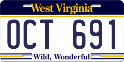 WV license plate OCT691