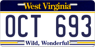 WV license plate OCT693