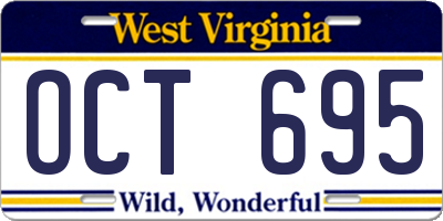 WV license plate OCT695