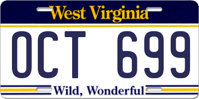 WV license plate OCT699