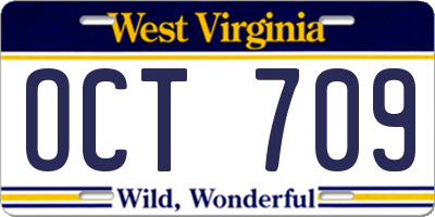WV license plate OCT709