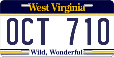 WV license plate OCT710