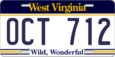 WV license plate OCT712
