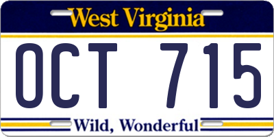 WV license plate OCT715