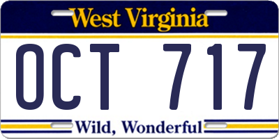 WV license plate OCT717