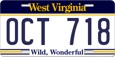 WV license plate OCT718