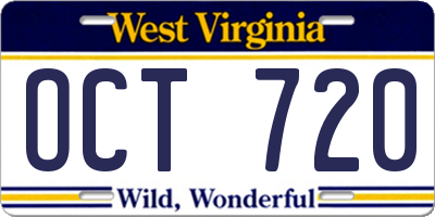 WV license plate OCT720