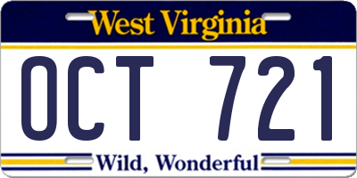 WV license plate OCT721